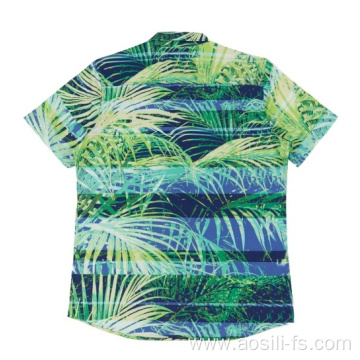 Custom Men's woven poly spandex shirt